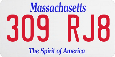 MA license plate 309RJ8