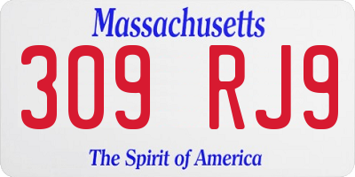MA license plate 309RJ9