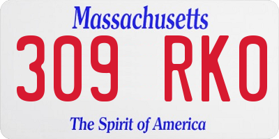 MA license plate 309RK0