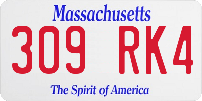 MA license plate 309RK4