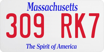 MA license plate 309RK7