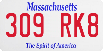 MA license plate 309RK8
