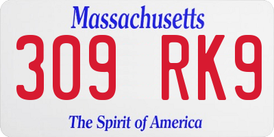 MA license plate 309RK9