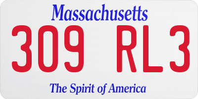 MA license plate 309RL3