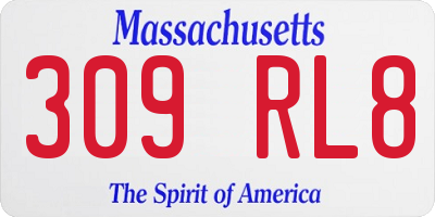 MA license plate 309RL8