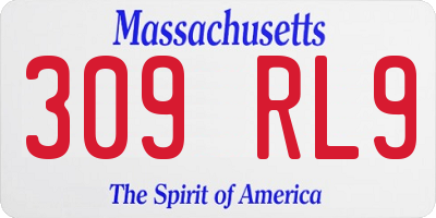 MA license plate 309RL9