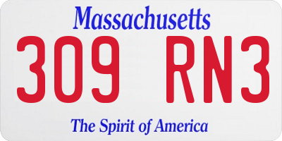 MA license plate 309RN3