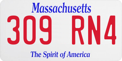 MA license plate 309RN4