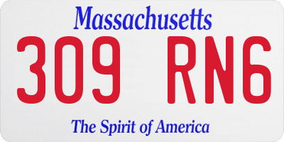 MA license plate 309RN6