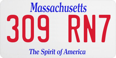 MA license plate 309RN7