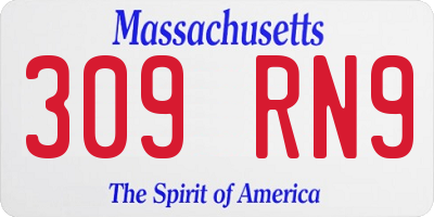 MA license plate 309RN9