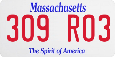 MA license plate 309RO3