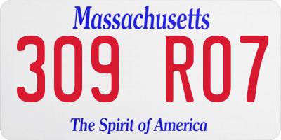 MA license plate 309RO7