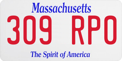 MA license plate 309RP0