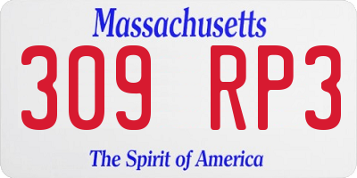 MA license plate 309RP3