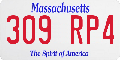 MA license plate 309RP4
