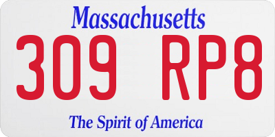 MA license plate 309RP8