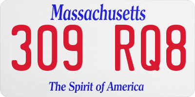 MA license plate 309RQ8