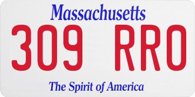 MA license plate 309RR0