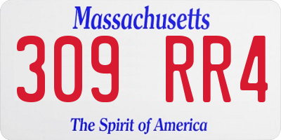MA license plate 309RR4