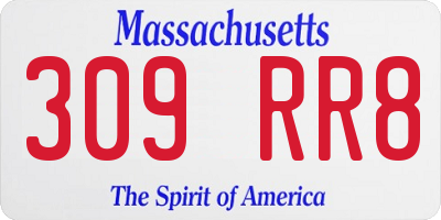 MA license plate 309RR8