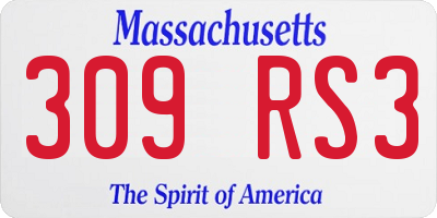 MA license plate 309RS3