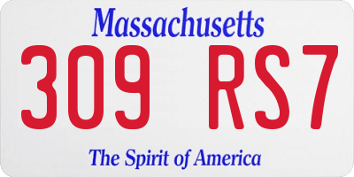MA license plate 309RS7