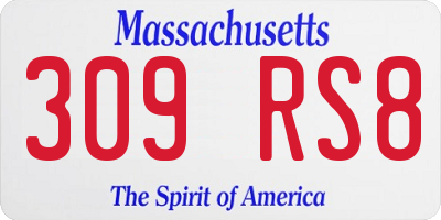 MA license plate 309RS8