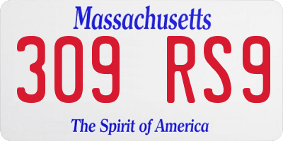 MA license plate 309RS9