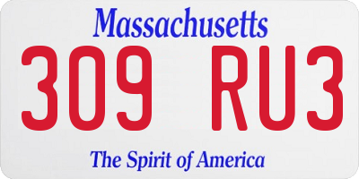 MA license plate 309RU3
