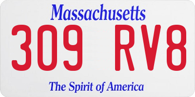 MA license plate 309RV8