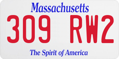 MA license plate 309RW2