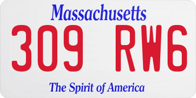 MA license plate 309RW6