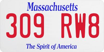MA license plate 309RW8