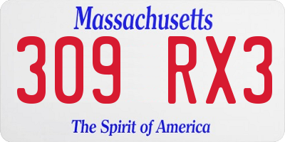 MA license plate 309RX3