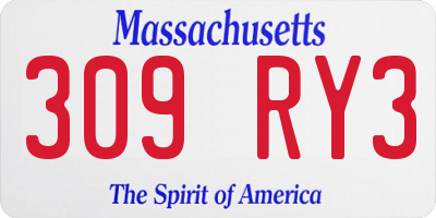 MA license plate 309RY3