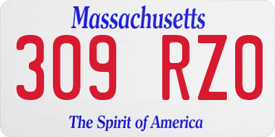 MA license plate 309RZ0