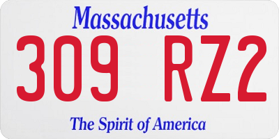 MA license plate 309RZ2