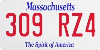 MA license plate 309RZ4