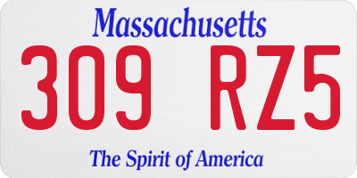 MA license plate 309RZ5