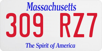 MA license plate 309RZ7