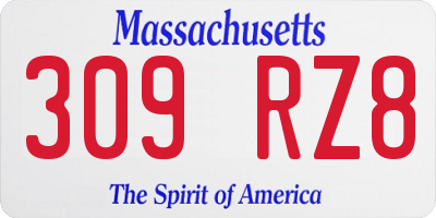 MA license plate 309RZ8
