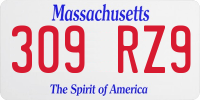 MA license plate 309RZ9