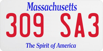 MA license plate 309SA3