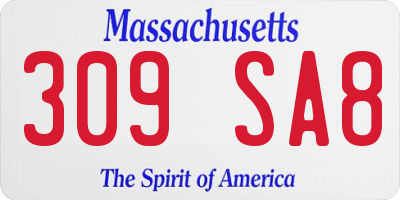 MA license plate 309SA8