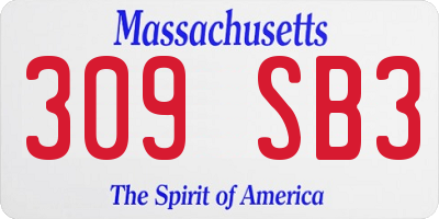 MA license plate 309SB3