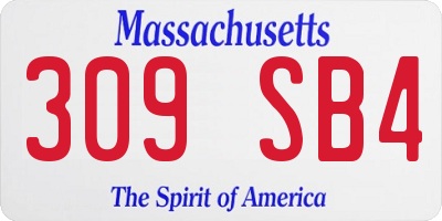 MA license plate 309SB4