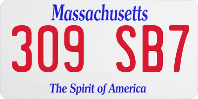 MA license plate 309SB7