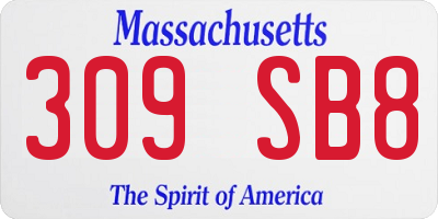 MA license plate 309SB8