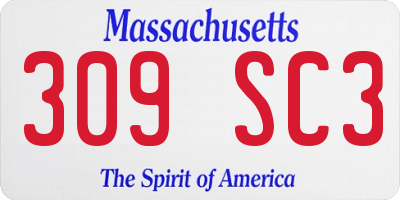 MA license plate 309SC3